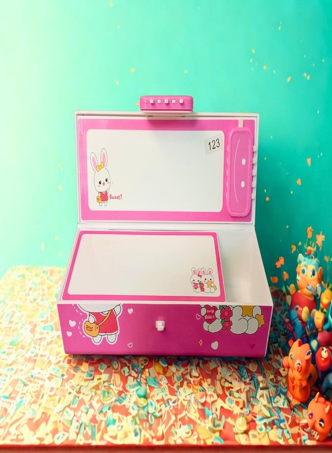 Invite Enterprise Invite Cute Sweet Pencil Case Suitcase Style Password Lock Pencil Case, Multi-Layer Pencil Box for Kids, Boys, Girls, Stationary Organizer Box, Birthday Return Gift for Kids(Sweet Pink-SPB) - Image 2